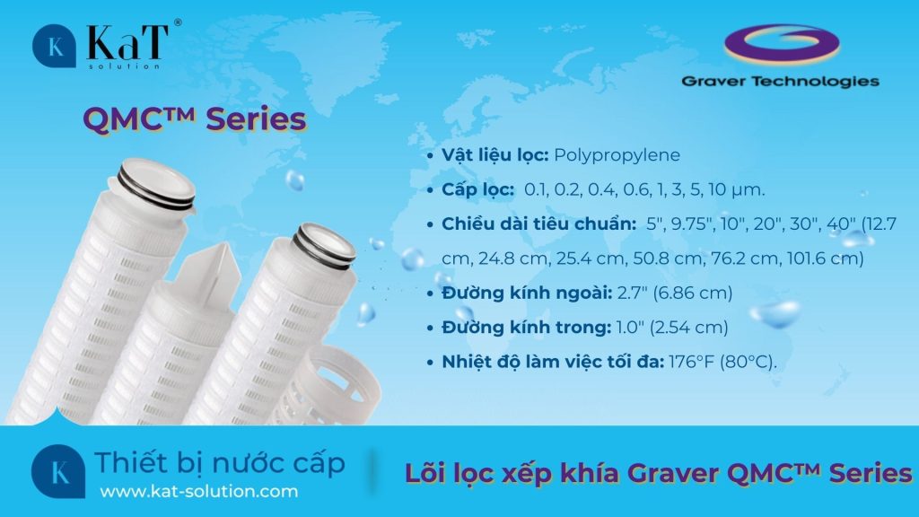 Thông số lõi lọc xếp khía Graver QMC Series