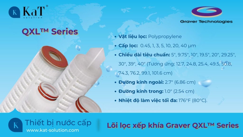 Thông số lõi lọc xếp khía Graver QXL Series