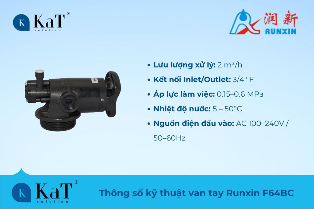 Thông số kỹ thuật van tay runxin F64BC