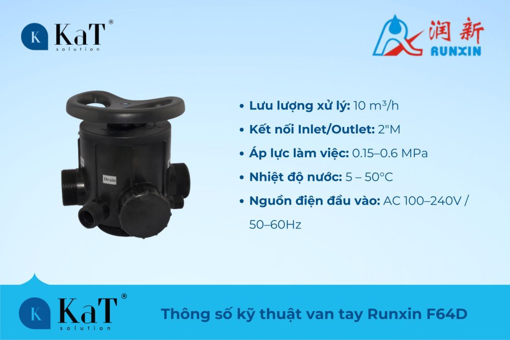 Thông số kỹ thuật van tay runxin F64D