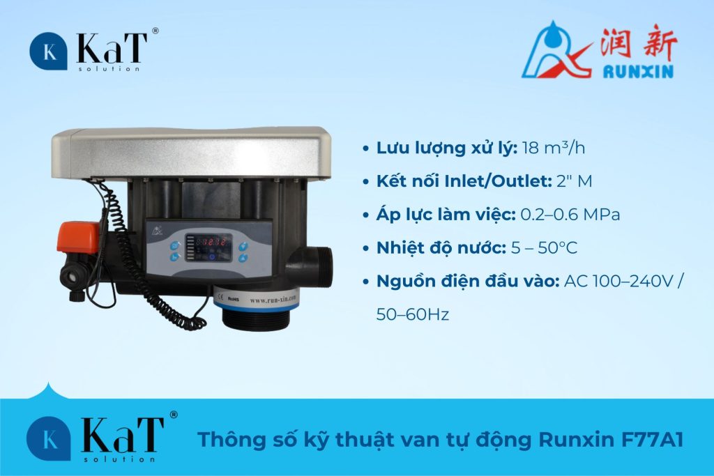 Thông số kỹ thuật van tự động runxin F77A1