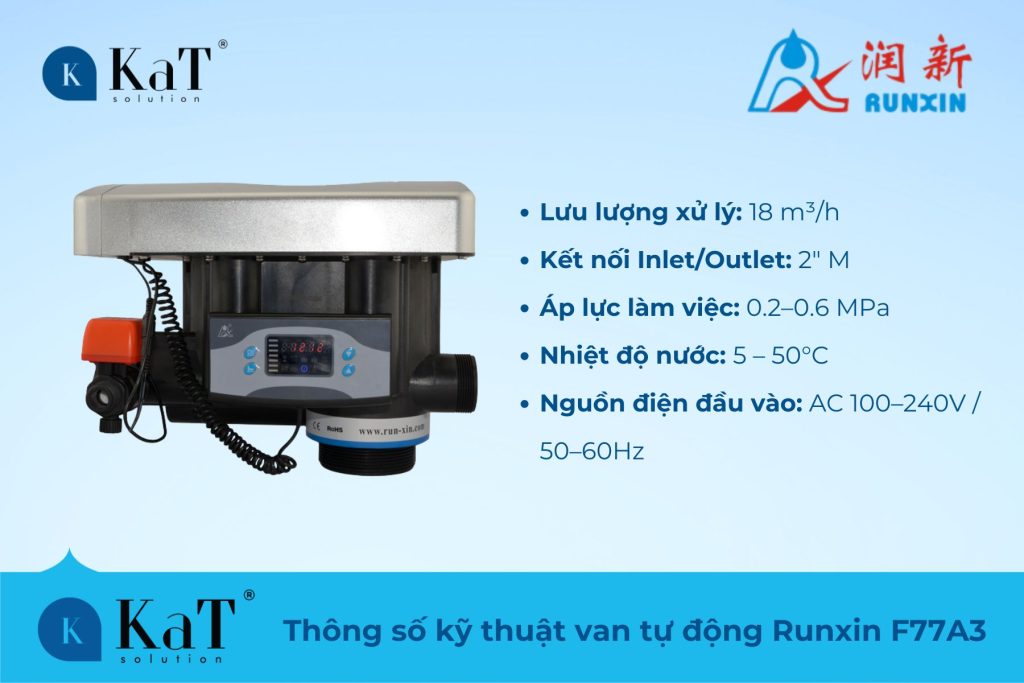 Thông số kỹ thuật van tự động runxin F77A3