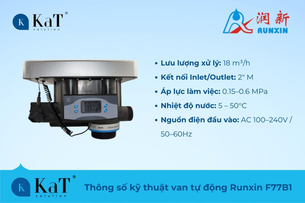 Thông số kỹ thuật van tự động runxin F77B1
