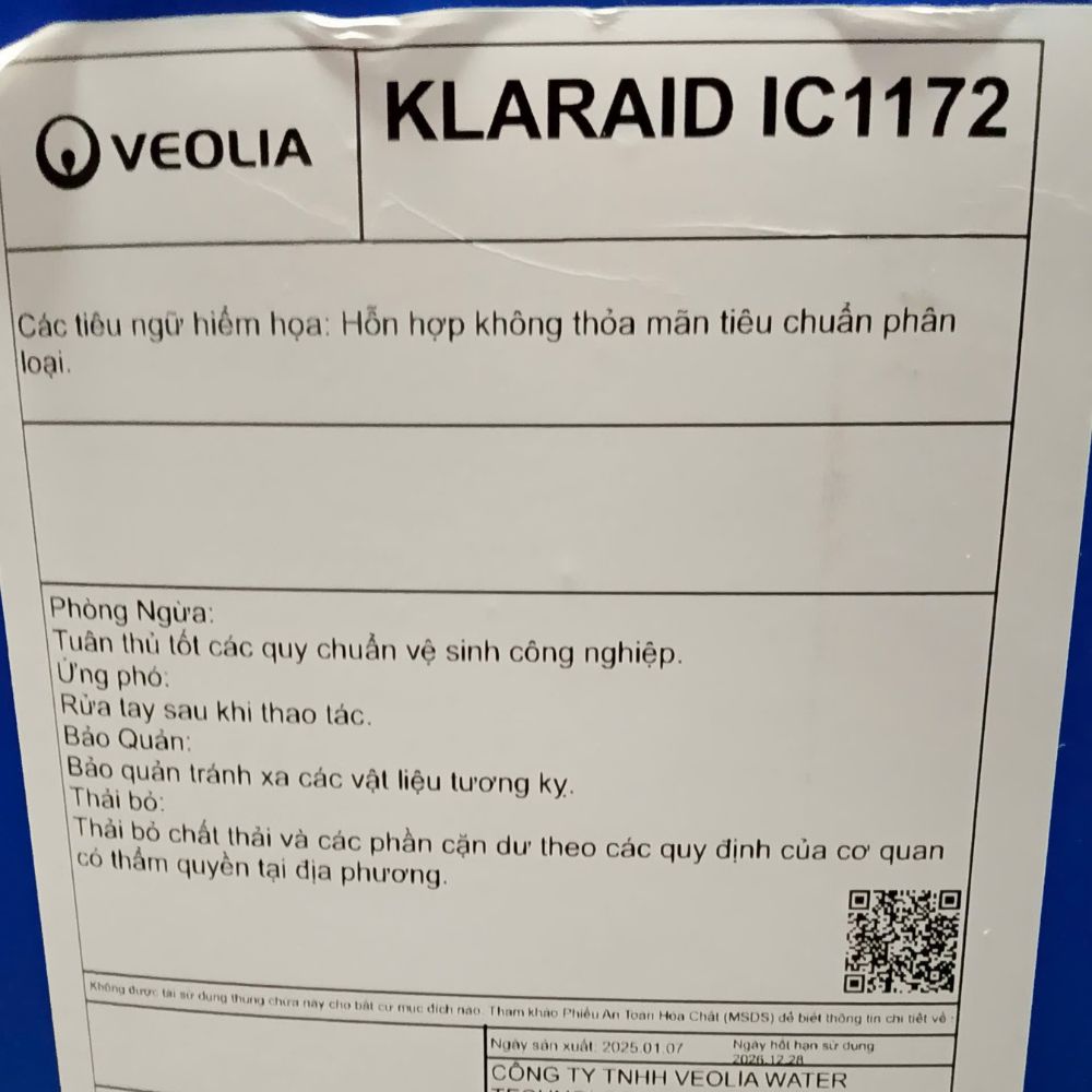 Hóa chất Veolia KlarAid IC1172